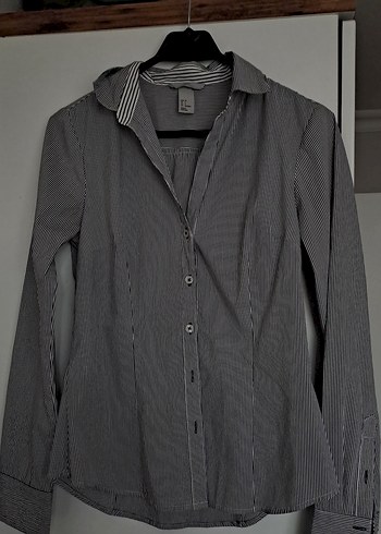 Gri Düğmeli Kadın Ofis Gömleği - Görsel 7