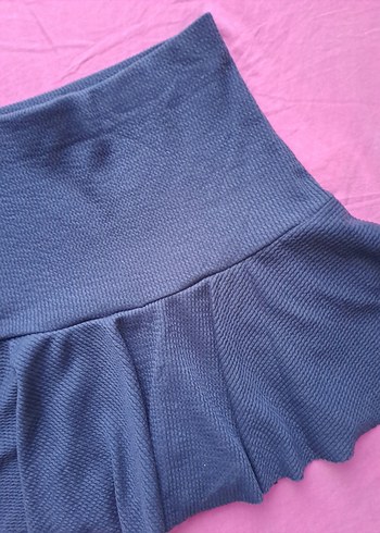 Kadın lacivert Pilili kısa Mini Etek sortlu etek - Görsel 5