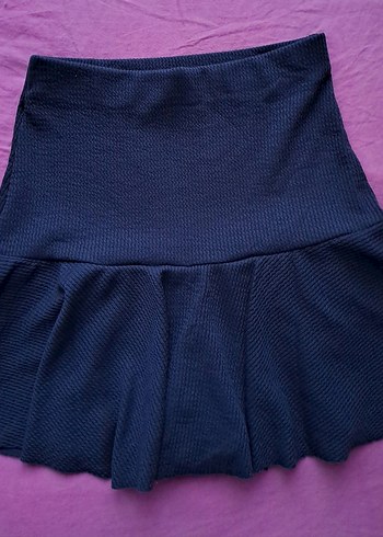 Kadın lacivert Pilili kısa Mini Etek sortlu etek - Görsel 2