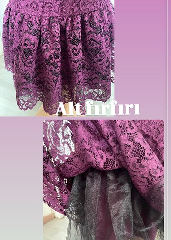 Mor Dantel Detaylı Uzun Kollu Bohem Elbise - Görsel 3