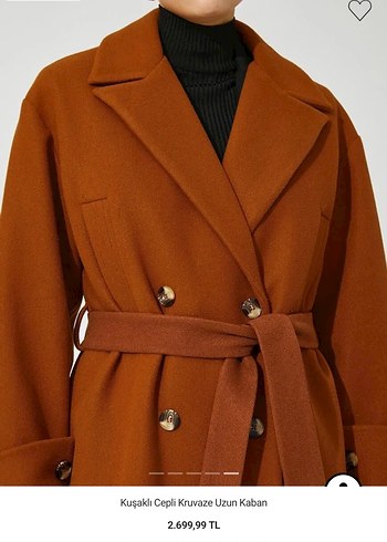 Düğmeli Bej Kadın Uzun Yün Kaban - Görsel 3