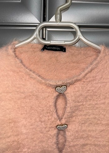 Pembe Kürklü V Yaka Kısa Crop Top - Görsel 3