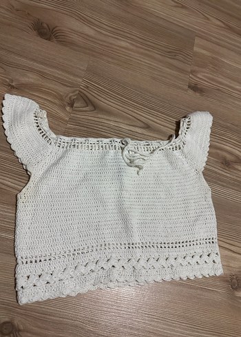 Dantel Detaylı Beyaz Bohem Crop Top - Görsel 3