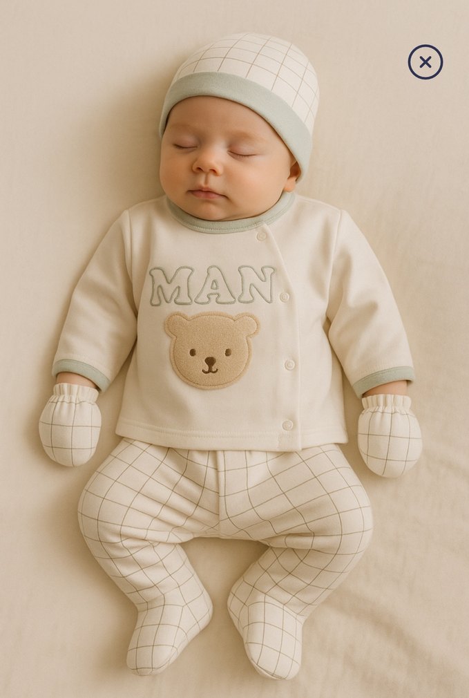 Modern Klasik Erkek Bebek Hastane Seti - Görsel 2