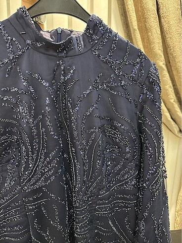 Lacivert taşlı abiye özel dikim - Görsel 5