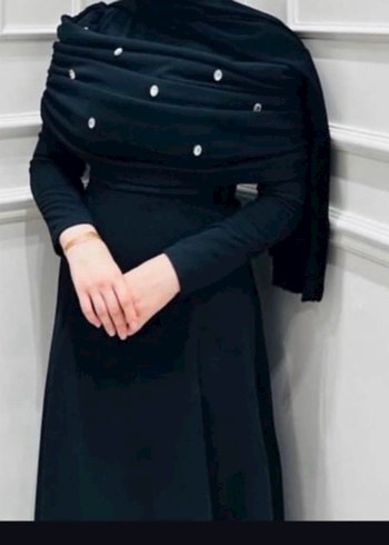 Uzun Siyah  Drapeli Elbise - Görsel 2