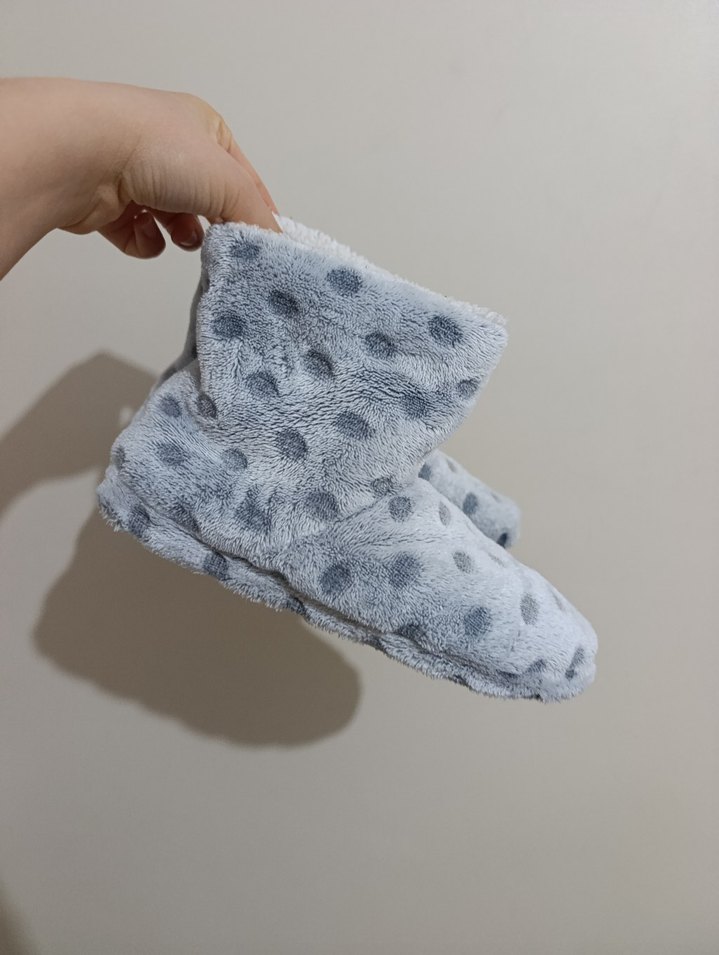 Gri Puantiyeli Kız Çocuk Sıcak Terlik - Görsel 2