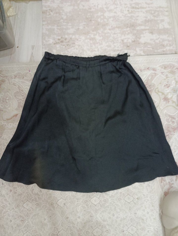 Siyah Nakışlı Drapeli Kadın ETEK BLUZ TAKIM - Görsel 5