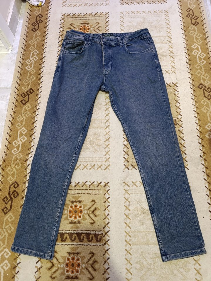 Erkek Gri Mavi Regular Fit Denim Jean - Görsel 2