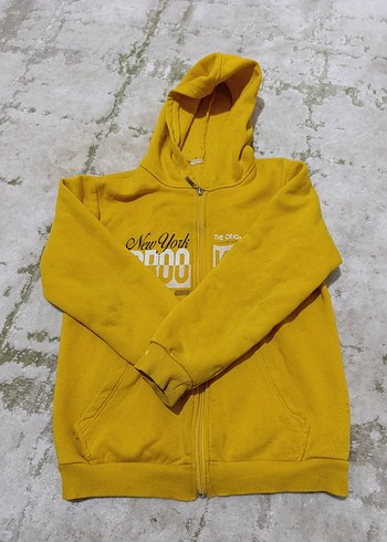 Sarı Kapüşonlu Fermuarlı Erkek çocuk Sweatshirt - Görsel 3