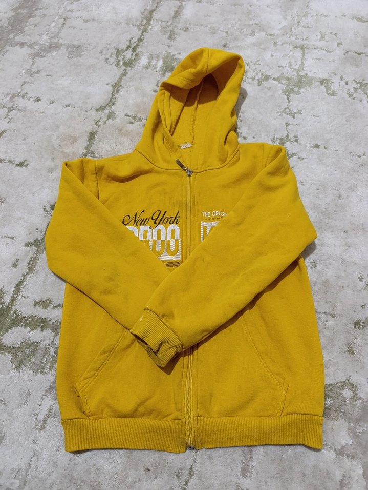 Sarı Kapüşonlu Fermuarlı Erkek çocuk Sweatshirt - Görsel 3