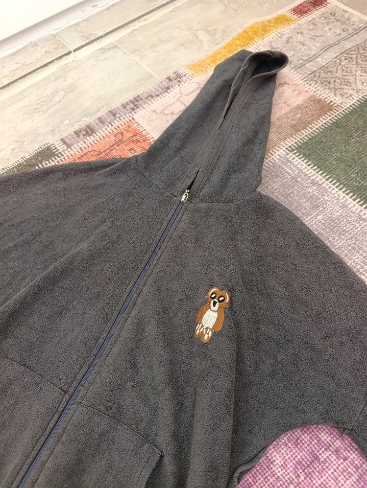 Gri Kapüşonlu Erkek Çocuk Fermuarlı Polar - Görsel 2