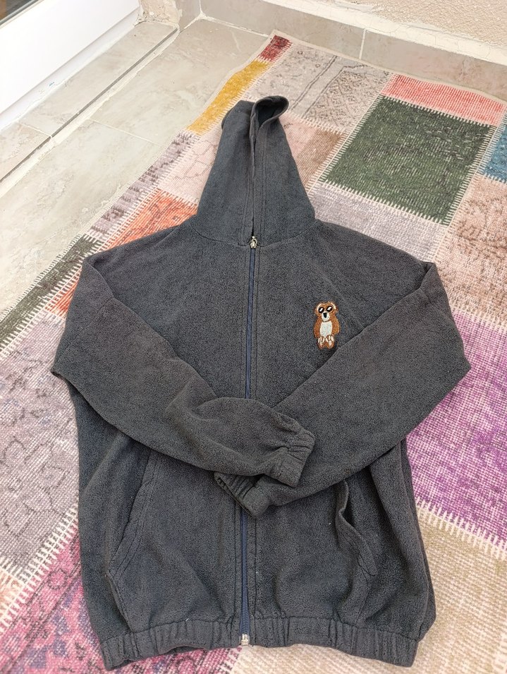 Gri Kapüşonlu Erkek Çocuk Fermuarlı Polar - Görsel 3