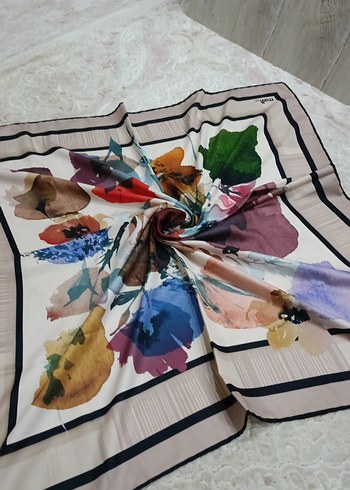 Çiçek Desenli Çok Renkli Kadın EŞARP - Görsel 5