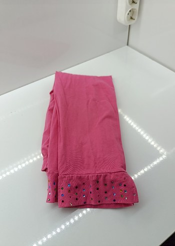 10 Yaş Beden Renkli Payetli Pembe Kız Tayt/KAPRİ