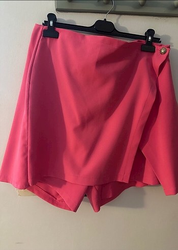 Pembe Drapeli Şort Etek