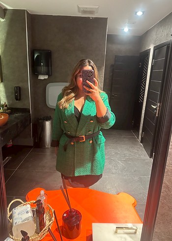 Defacto Yeşil Tüvit Blazer Ceket