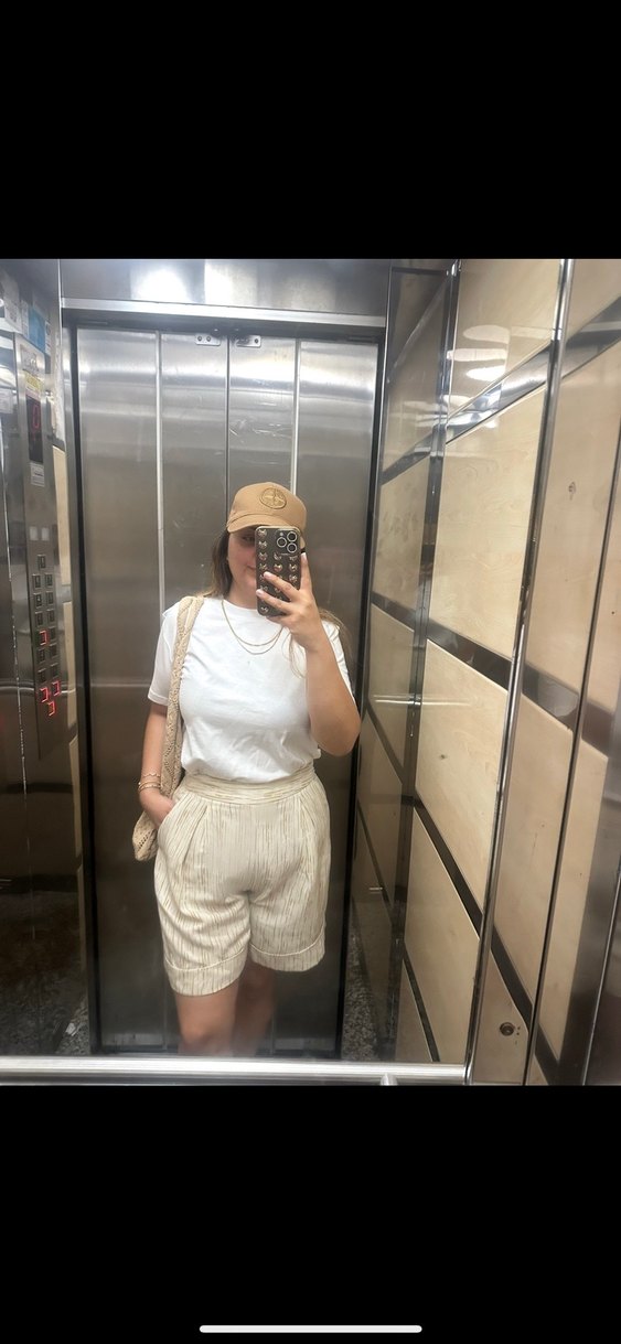 Bej Kadın Pamuklu Pilili Mini Şort - Görsel 5