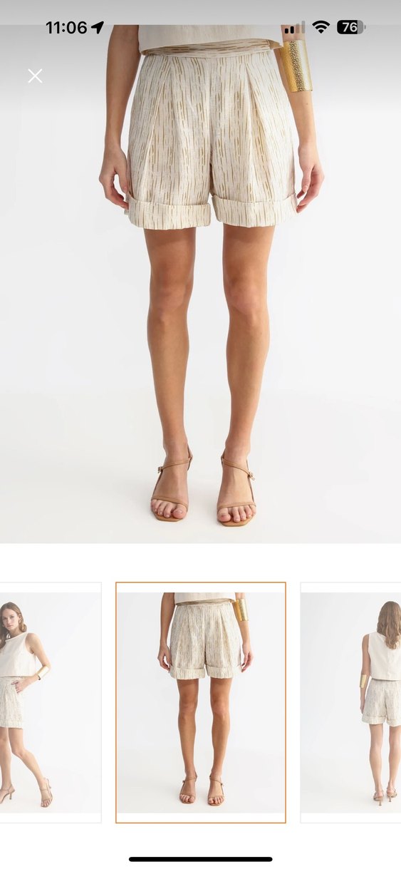 Bej Kadın Pamuklu Pilili Mini Şort - Görsel 4