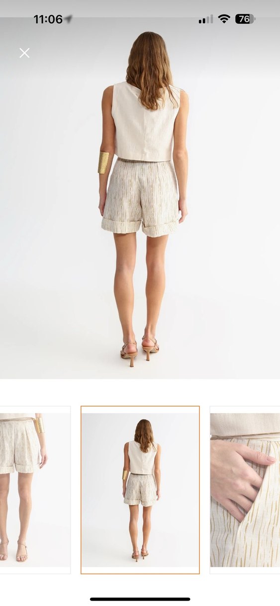 Bej Kadın Pamuklu Pilili Mini Şort - Görsel 3