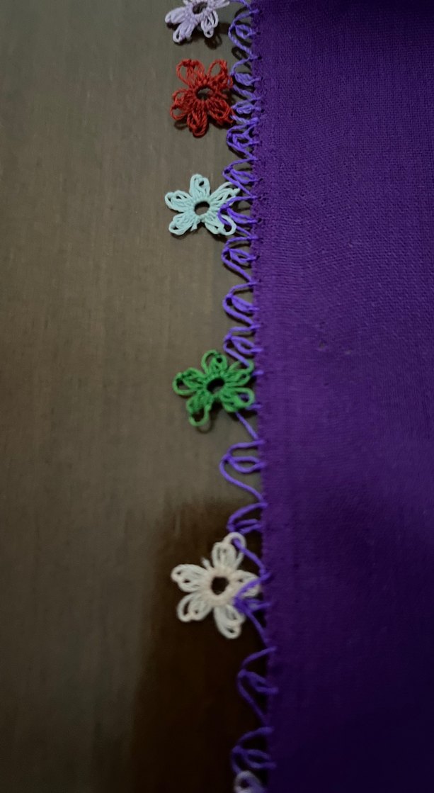 Mor İpek Görünümlü Kadın Fular iğne oyalı - Görsel 4