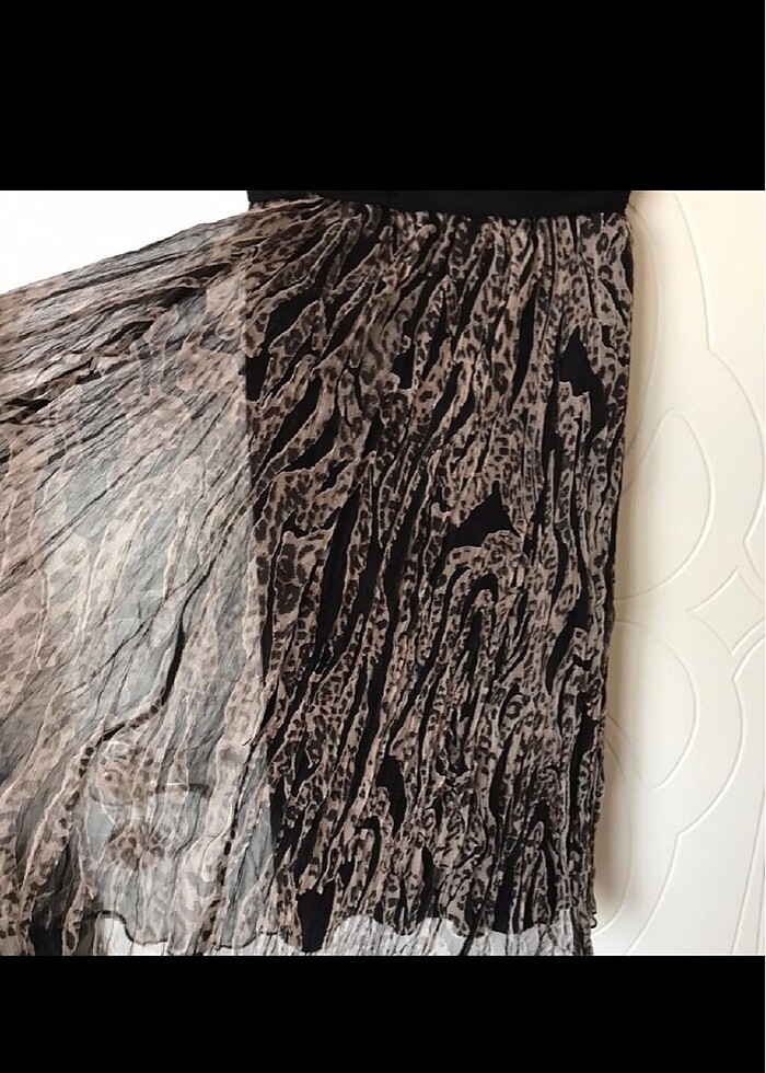 Kahve-sıyah şifon astarlı elbıse - Görsel 2