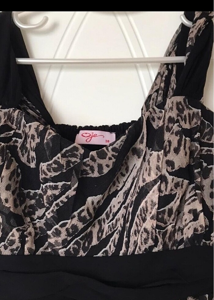 Kahve-sıyah şifon astarlı elbıse - Görsel 4