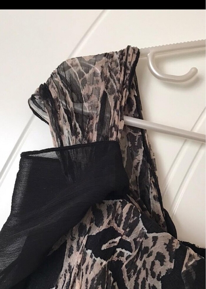 Kahve-sıyah şifon astarlı elbıse - Görsel 5