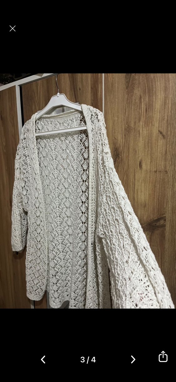 Dantel Detaylı Beyaz Kadın Hırka - Görsel 3