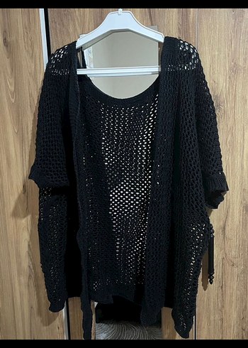 Siyah Örgü Kadın Hırka - Görsel 2