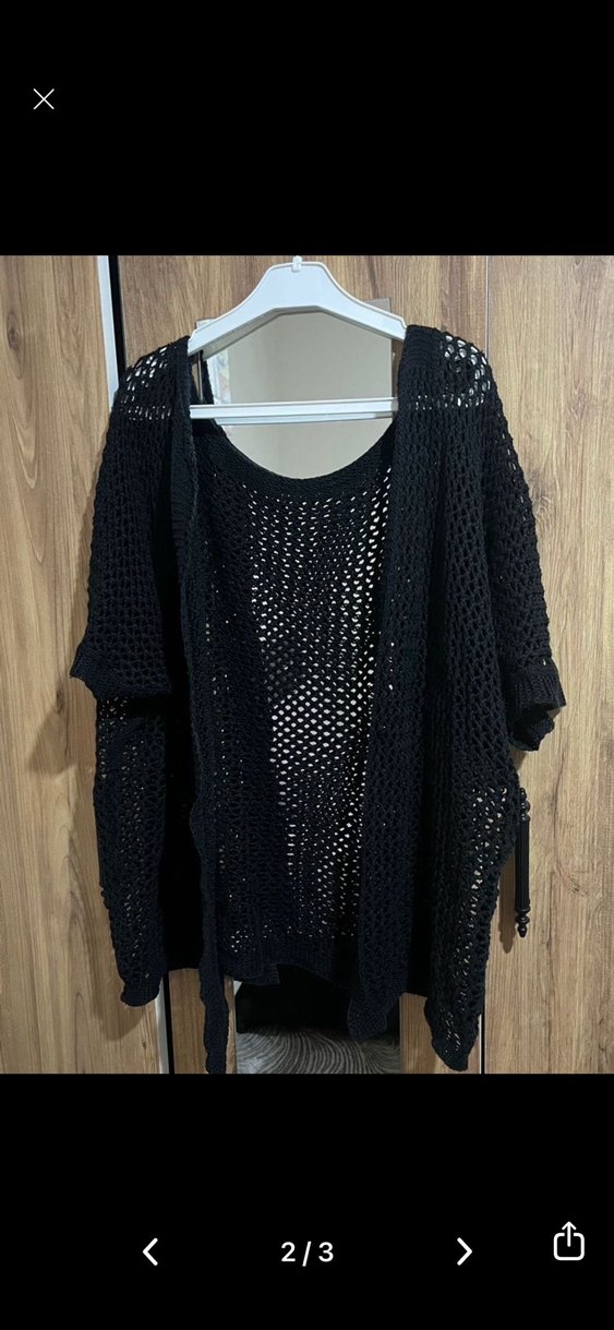 Siyah Örgü Kadın Hırka - Görsel 2