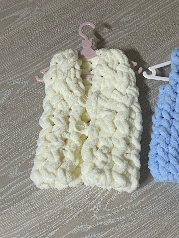 Kız Çocuk Örgü Beyaz Halter Yelek - Görsel 2