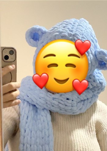 Beyaz Örme Bere ve Atkı Seti - Görsel 3