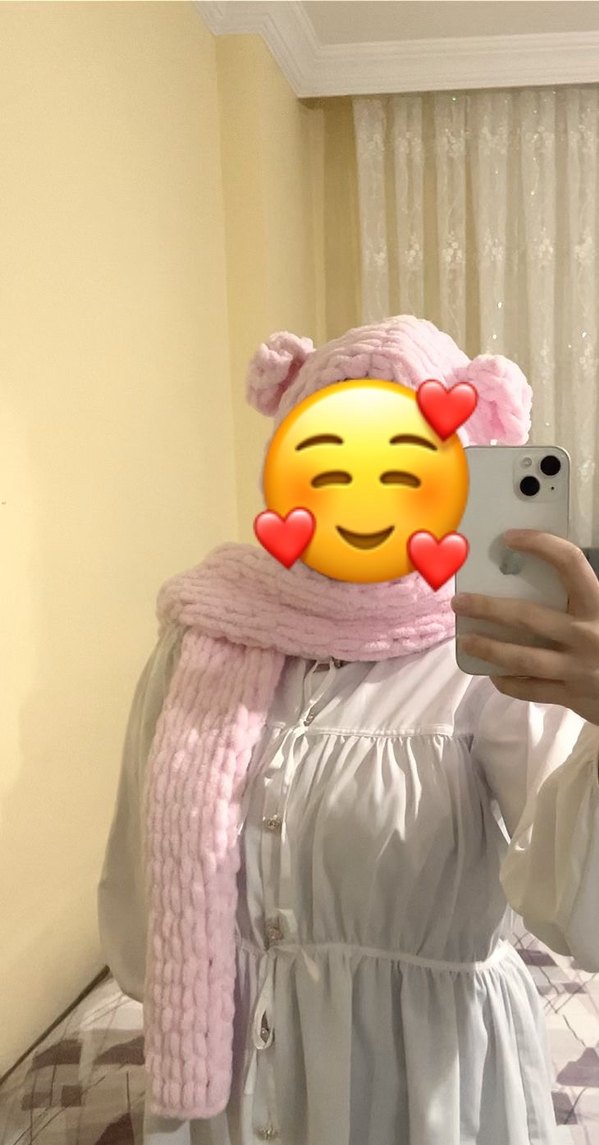 Beyaz Örme Bere ve Atkı Seti - Görsel 2