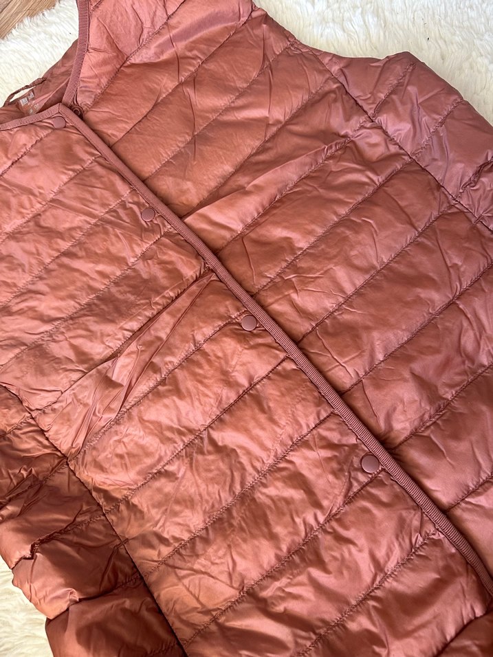 Kadın Parlak Bej Fermuarlı Yelek şişme yelek - Görsel 3