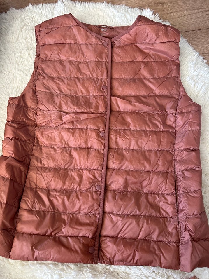 Kadın Parlak Bej Fermuarlı Yelek şişme yelek - Görsel 2