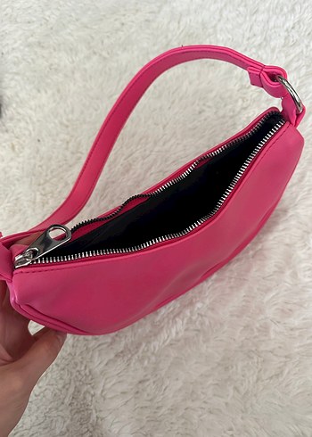 Beden pembe Renk Pembe Minimalist Fermuarlı Kadın Omuz Çantası