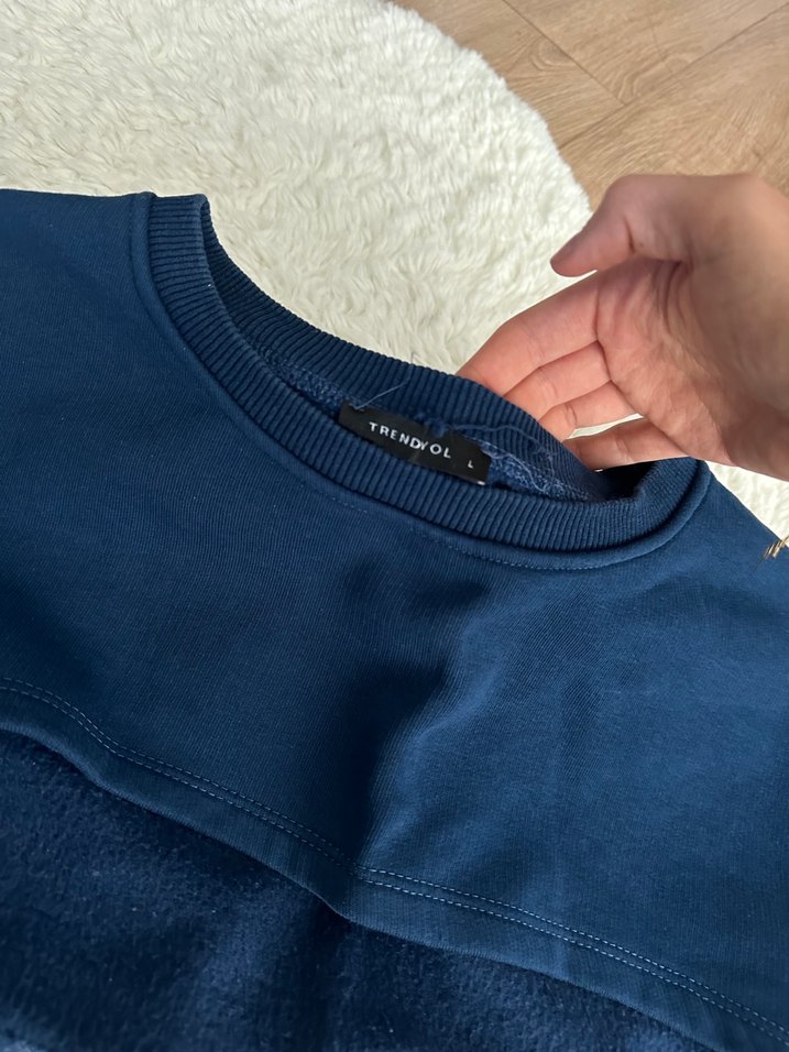 Koyu Mavi crop uzun kollu - Görsel 3