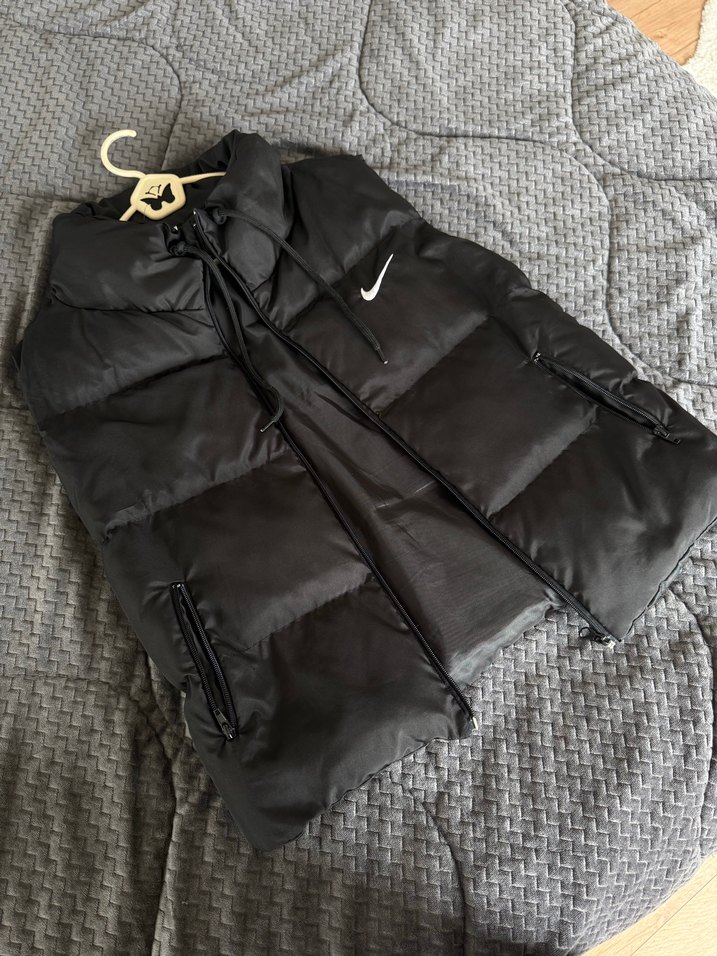 Siyah Nike Fermuarlı şişme  Yelek - Görsel 2