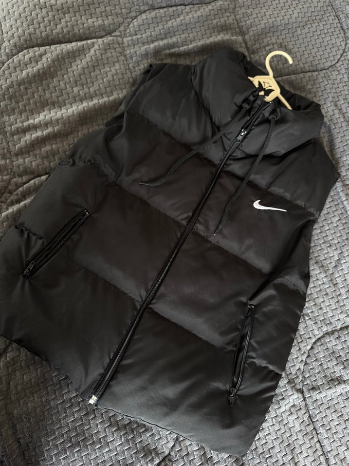 Siyah Nike Fermuarlı şişme  Yelek - Görsel 4