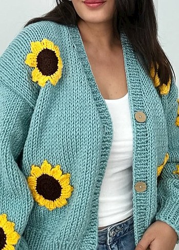 Sarı Nakışlı Bohem Kadın Hırka - Görsel 2