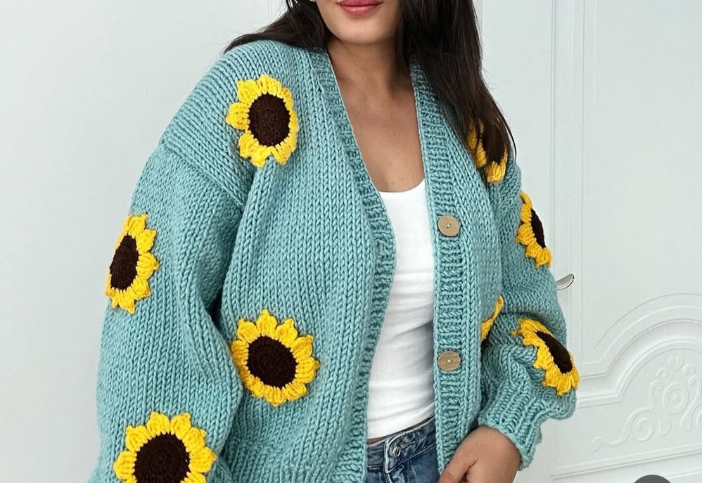 Sarı Nakışlı Bohem Kadın Hırka - Görsel 2