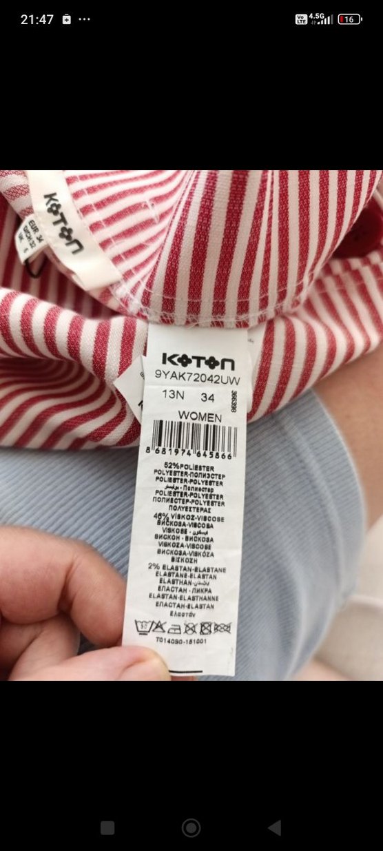 Düğmeli Koton Kadın Çizgili Mini Etek - Görsel 4