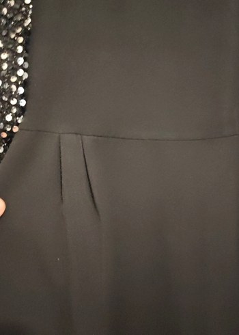 Uzun Kollu Siyah Payetli Uzun Elbise - Görsel 5