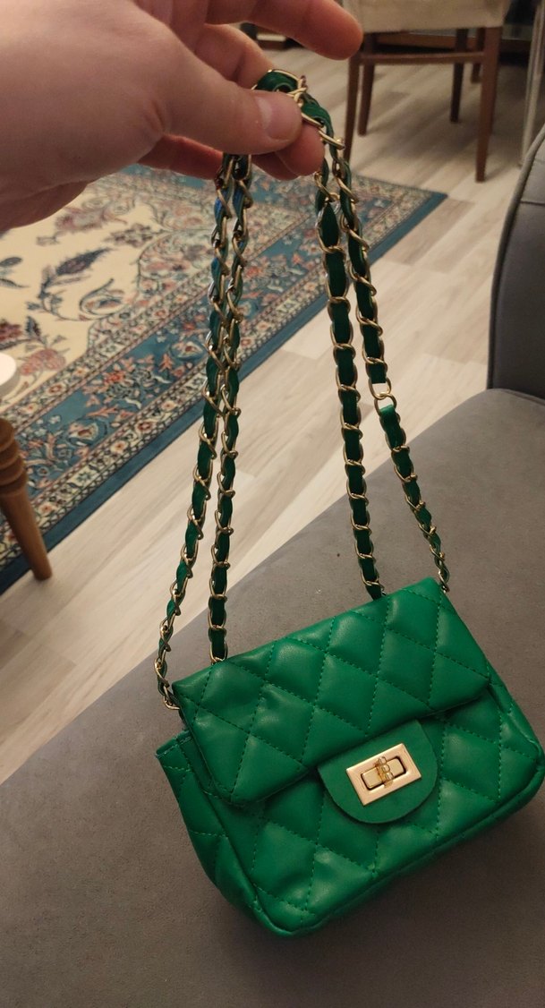 Yeşil Deri Kadın Çanta - Görsel 3