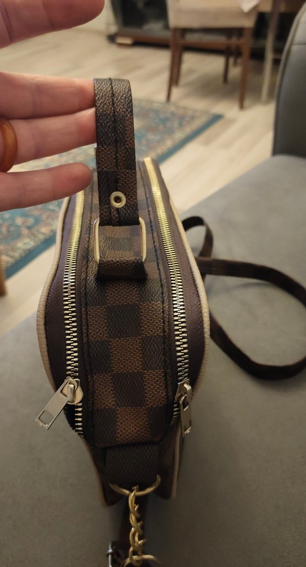 Kahverengi Ekose Deri Kadın El Çantası - Görsel 5