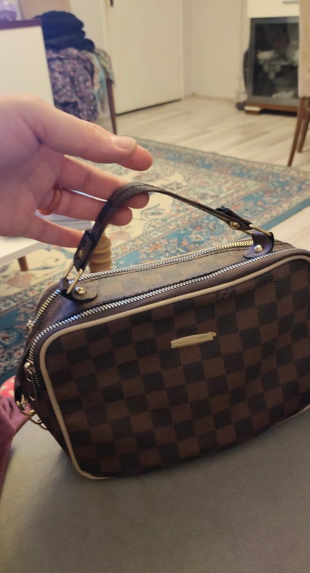 Kahverengi Ekose Deri Kadın El Çantası - Görsel 2