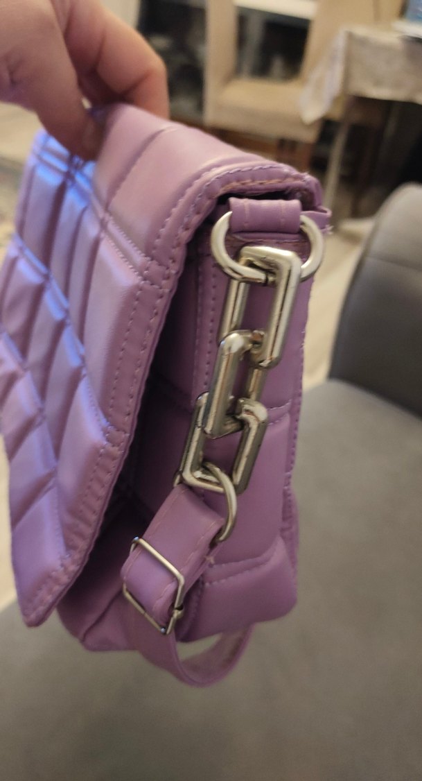 Mor Kareli Tokalı Kadın Çantası - Görsel 2