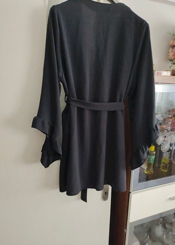 Siyah çok şık dış giyim kap - Görsel 4