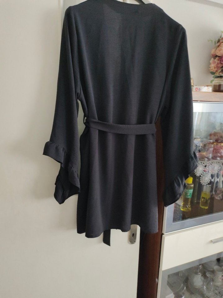 Siyah çok şık dış giyim kap - Görsel 4